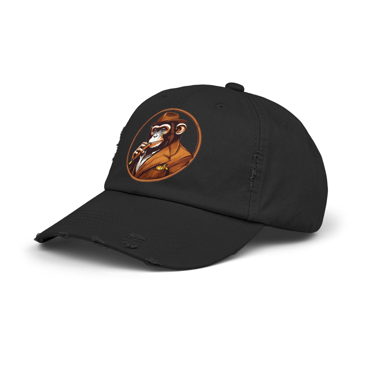 Cigar Monkey Unisex Distressed Cap